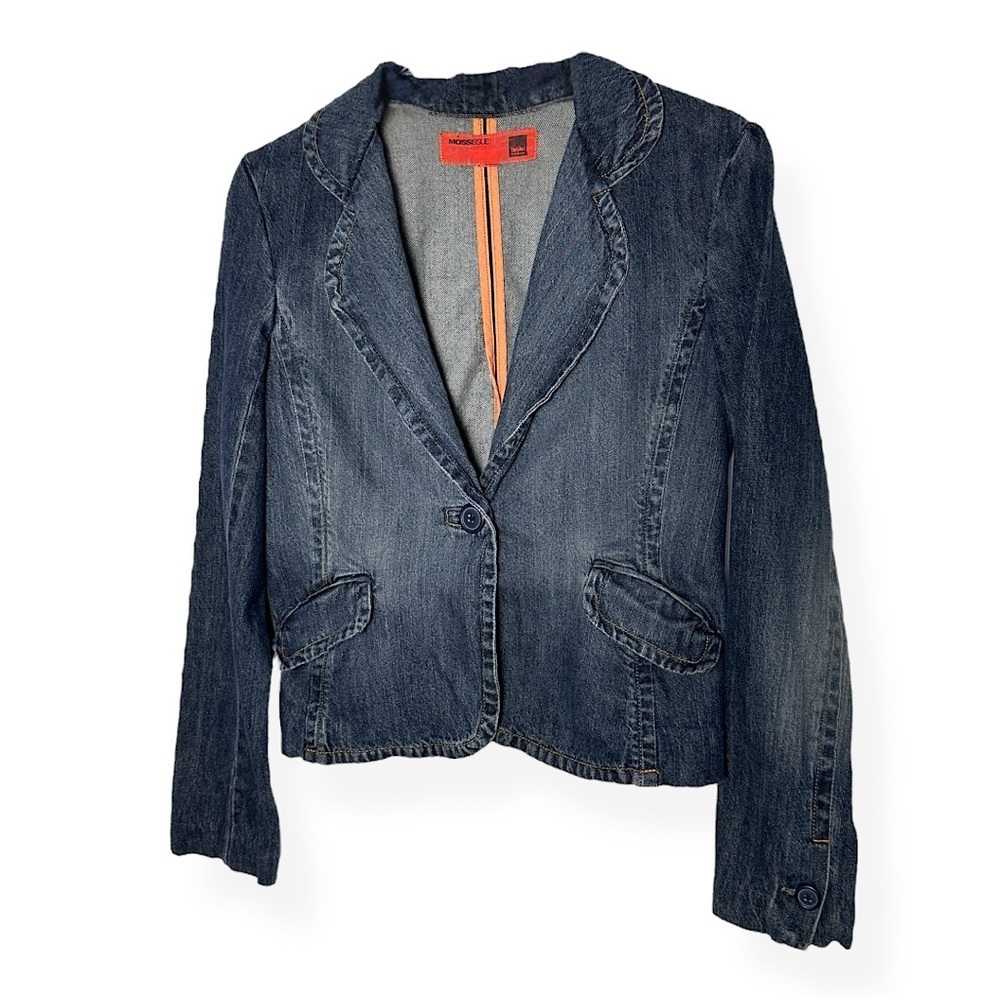 3/$20 💥 Vintage Denim Blazer Jacket Fitted Stretch Jean Jacket Mossimo Mossissue